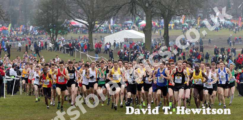 Start of the senior mens McCain World Cross Country Trials and Inter Counties, Cofton Park, Birmingham.
